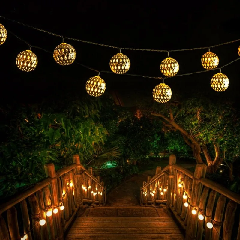 

20 Solar Morocco Ball Lighting Chain 20LED Metal Ball Christmas Lighting Chain LED Colored Lamp Holiday Lights Amazon