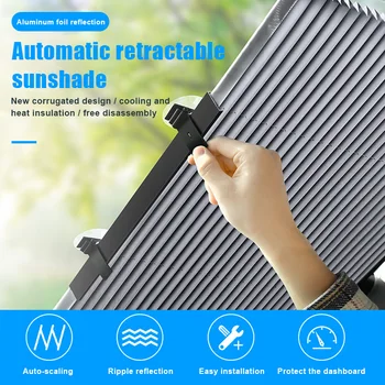 

Car Sunscreen Sunshade Retractable Windshield Sun Shade Visor Curtain for Solar UV Protection 46/65/70cm OCT998