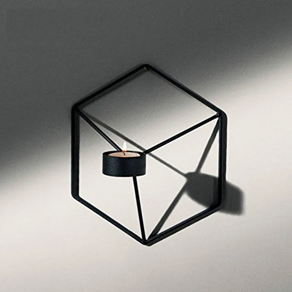 3D Geometric Candleholder, Wall-mounted Metal Candleholder, Wall Ornaments(Candle holder 7