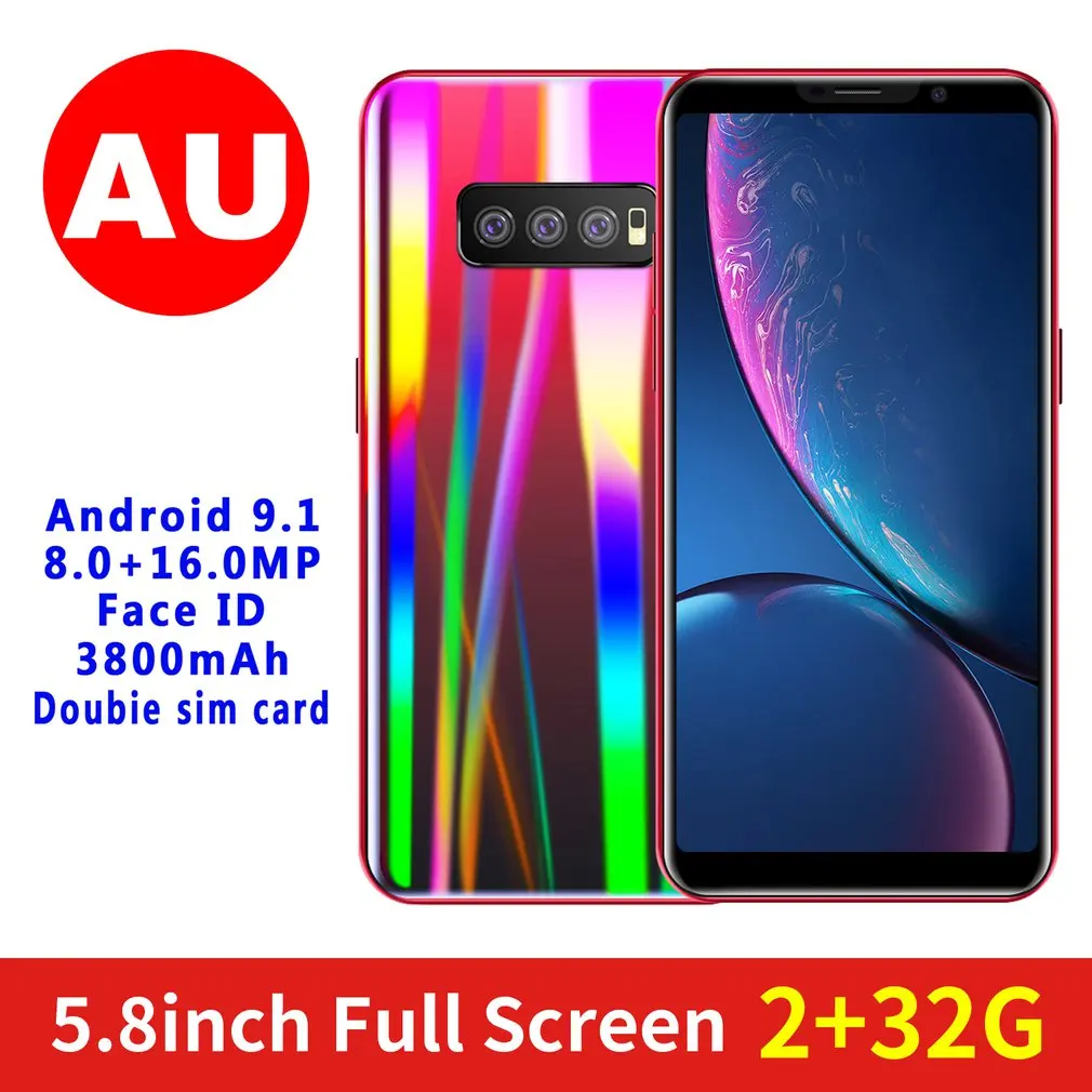 S11 5.8 Inch Tempered Glass Back Cover Smart Phone 2+32Gb Mobile Phone Fingerprint Face Recognition Smartphone