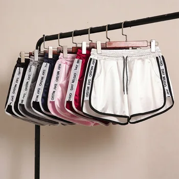 

Pockets Sashes Chamber Mini Shorts Women Sexy Drawstring Beach Satin Plus Size Solid Indoor Letter Shorts Female Summer Short