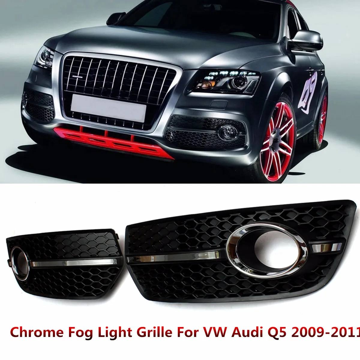 Jcsportline fits Audi Q5 SQ5 Sport SUV 2013-2017 Side Fog Light Lamp Grill Covers 2pcs//set