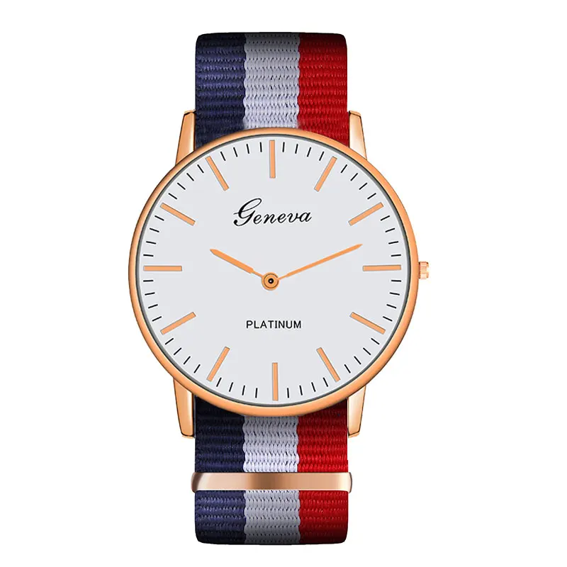 Top Luxury Brand Stripe Nylon Band Watch Men Quartz Wristwatch Casual Lady Woman Watch Montre Femme Reloj Mujer Horloges