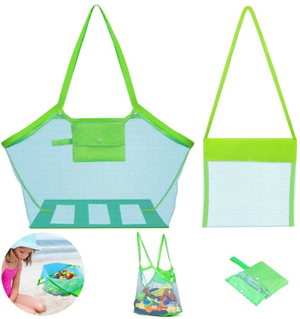 Portable Baby Sea Storage Mesh Bags for Children Kids Beach Sand Toys Net Bag Water Fun Sports Bathroom Clothes Towels Backpacks 5