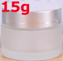 10 шт. X 5 г-50 г контейнер из матового стекла бутылка банка матовый горшок для косметический крем для лица бальзам для губ образец хранения домашнего использования с прокладкой - Цвет: 15g (Silver Lids)