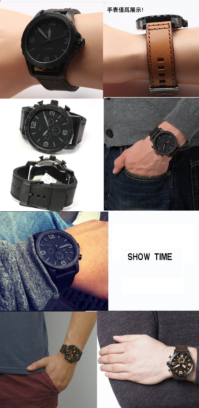 For Fossil JR1354|1487|1424 watchband high quality Retro quick release genuine leather diesel strap black dark brown 22mm 24mm