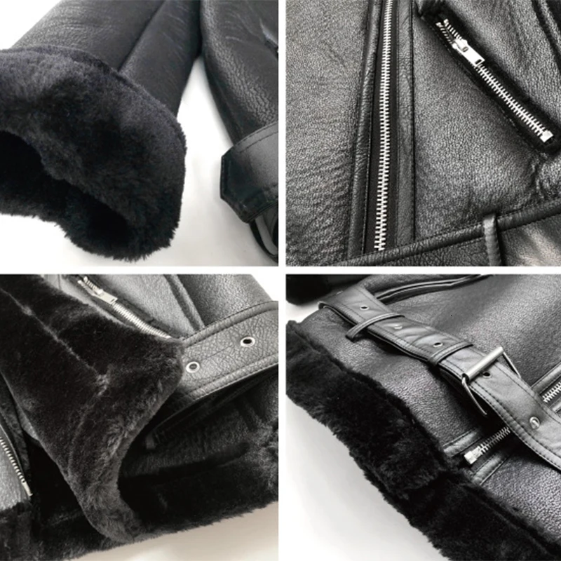Женская Шуба из искусственной кожи зимняя шуба овечьей жакет авиатор 2019|Кожаные