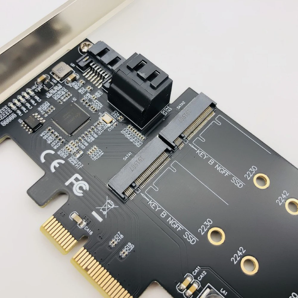 SATA Raid контроллер SATA Raid M.2 PCI Express Raid Card 2 порта SATA3.0 6 Гбит/с+ 2 порта M.2 NGFF SSD B Ключ Поддержка RAID0 RAID1 AHCI