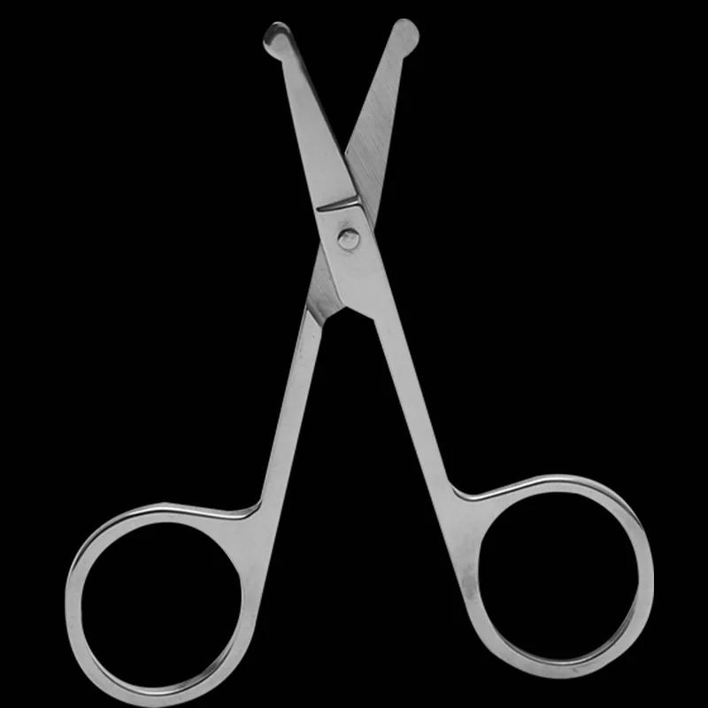 100% New 1pc 3.5" Stainless Steel Mini Portable Curved Mustache Nose Ear Hair Remover Scissor Trimmer Safety Tips 5