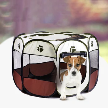 

Hot Multi-functionable Pet Tent Dog House Octagon Fence Breathable Cat Tent Portable Folding Pet Carrier Tent Dog House Playpen