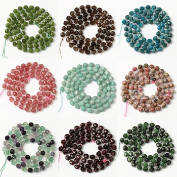 

Top Quality Natural Faceted Quartz Jades Amazonite Stone Beads 8MM Round Loose Beads For Jewelry Making Diy Women Bracelet 7.5''