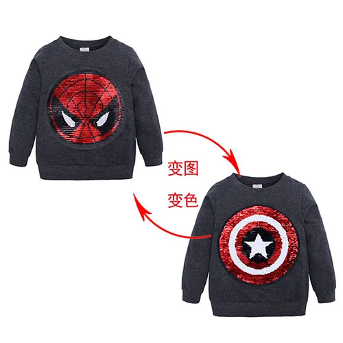 Изображением лица спайдермена-изменение Капитан Америка для маленьких мальчиков, детские свитеры для мальчиков детская куртка с длинным рукавом рубашка Детская толстовка DBT136 - Цвет: As photo
