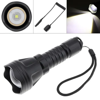 

Zoom Flashlight Convex Lens XM-L2 U4 LED Torch Hunting Light 900 Lumens Aluminum Tactical Flashlight + Remote Pressure Switch