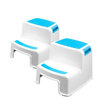 

2 Pack Two Step Kids Step Stools Child Toddler Safety Steps for Bathroom Kitchen and Toilet Potty Training Non Slip Feet