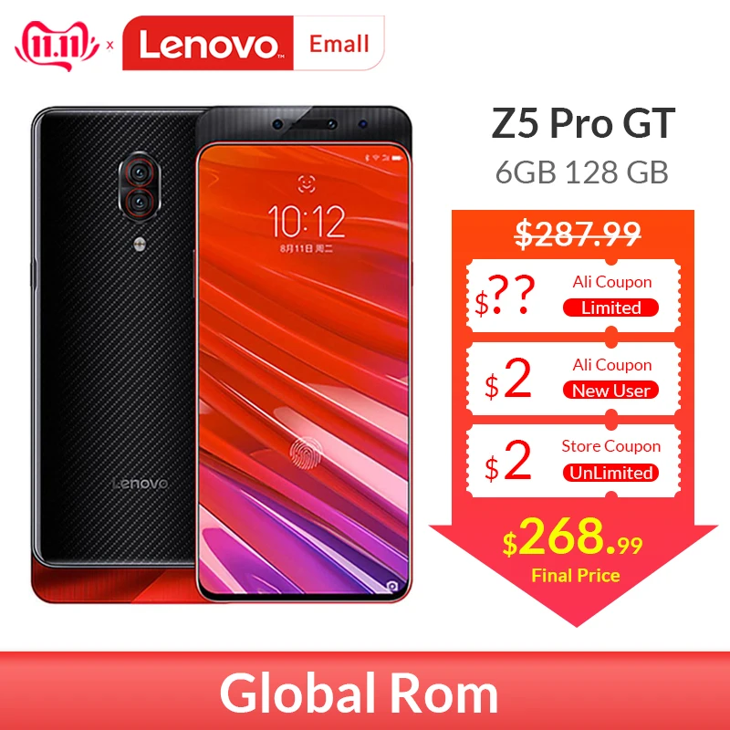 Lenovo Z5 Pro GT 855 версия смартфона Snapdragon Восьмиядерный 6 39 &quotэкран NFC 24 МП Две