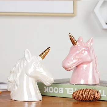 

Nordic Ins Ceramic Unicorn Piggy Bank Pearl Glaze Piggy Bank Home Decoration Crafts Creative Decoration Gifts