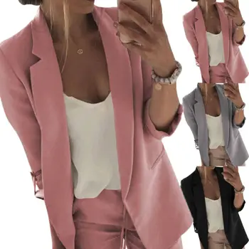 

2019 New Autumn Fashion Women Casual Blazers Lady Long Sleeve Slim Blazer Suit Work Formal Suit Plus M-3XL
