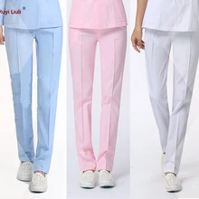 Хлопчатобумажные форменные… для медсестер Штаны Красивая Униформа Штаны скрабы Штаны медицинская Униформа Цвет-блокирующий дизайн женская обувь для медсестры