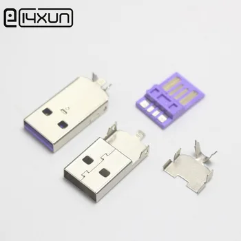 

100sets USB 2.0 5A Welding Type Male Plug Nickel Plated Connectors usb Tail Socket 3 in 1 DIY Adapter