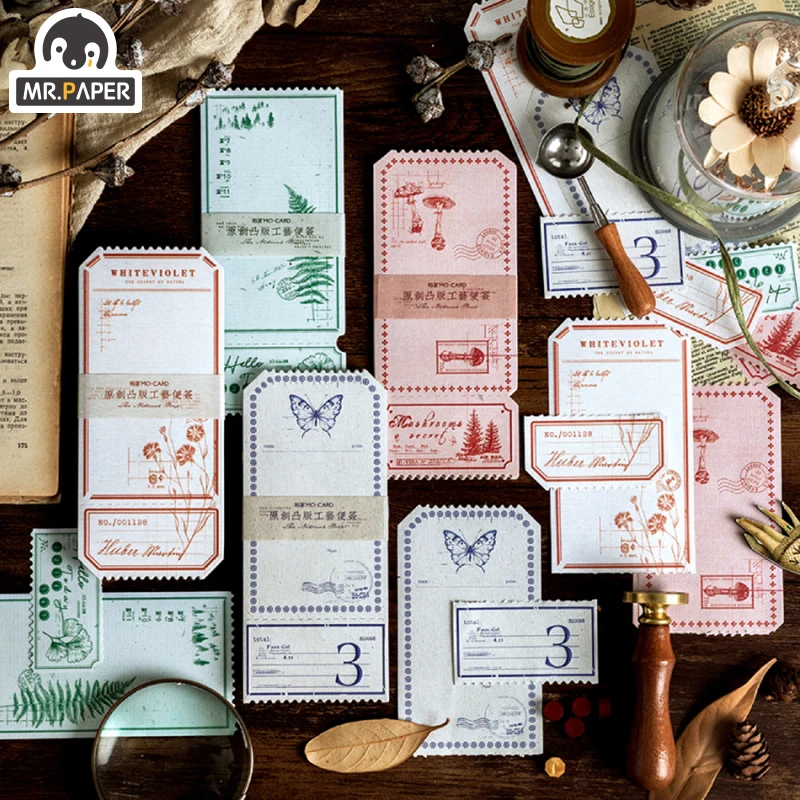 

Mr.Paper 20pcs 4 Designs Natural Word White Special Craft Memo Pads Loose Leaf Notepad Journal Junk Diary Creative Writing Note
