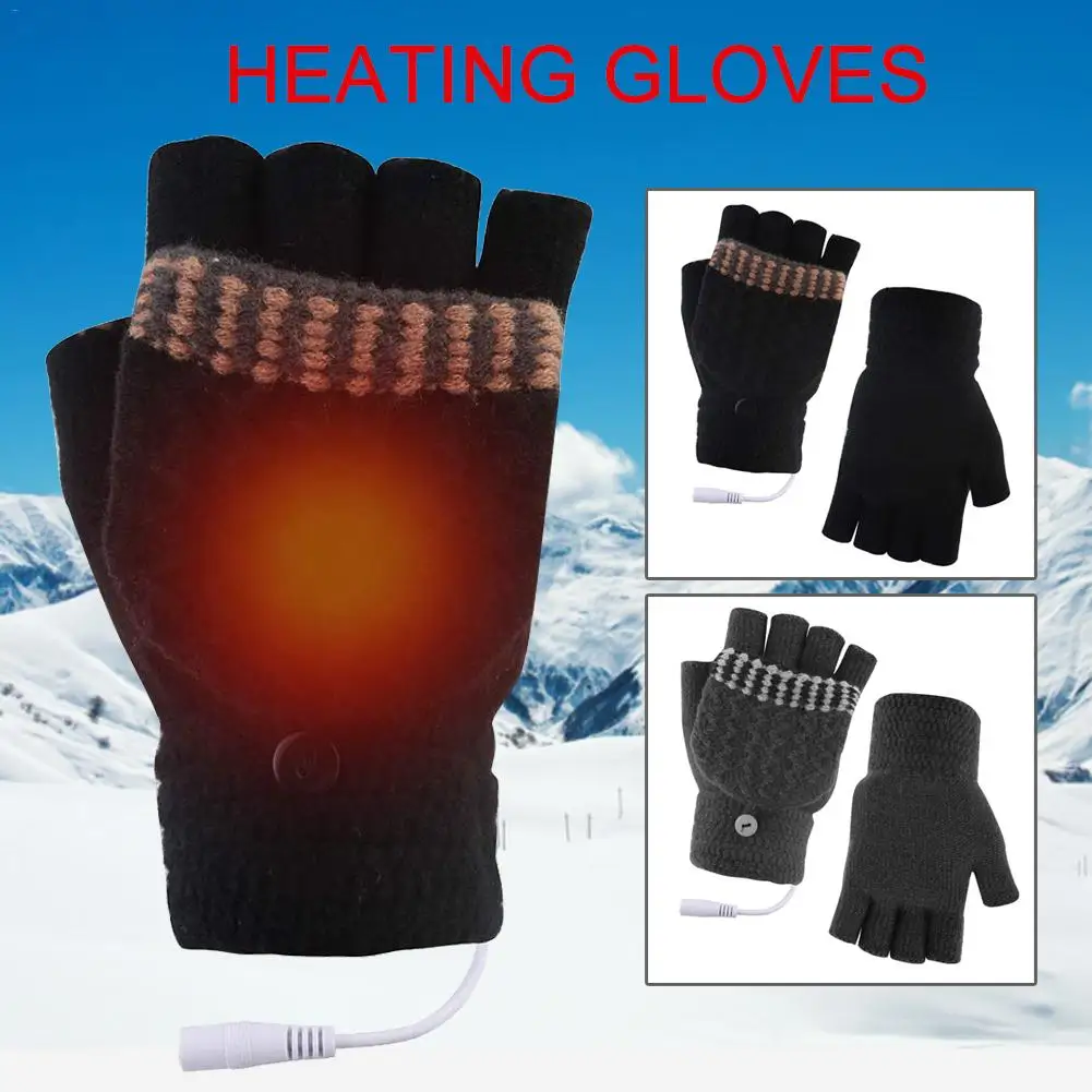 Мужские Женские USB перчатки с подогревом для рук теплые зимние рукавицы перчатки для ноутбука без пальцев