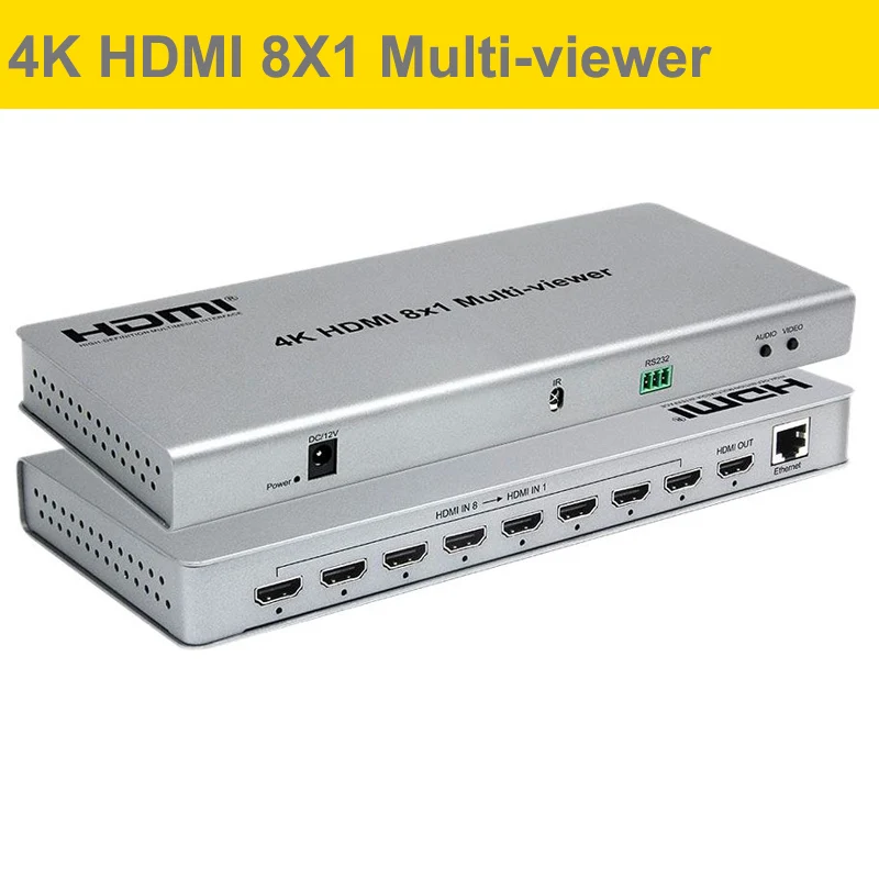 4K hdmi мультипросмотрщик 8X1 9X1 hdmi мультипросмотрщик бесшовный HDMI сплиттер мультипросмотрщик разделитель экрана конвертер с ИК - Цвет: 8X1 multiviewer
