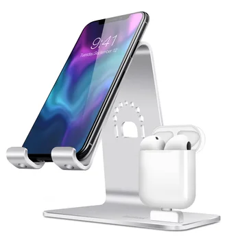 

Universal Aluminum Metal Mobile Phone Tablet Holder with Charging Base for Apple Headphone/ Iphone/ Ipad Charging Desk Stand