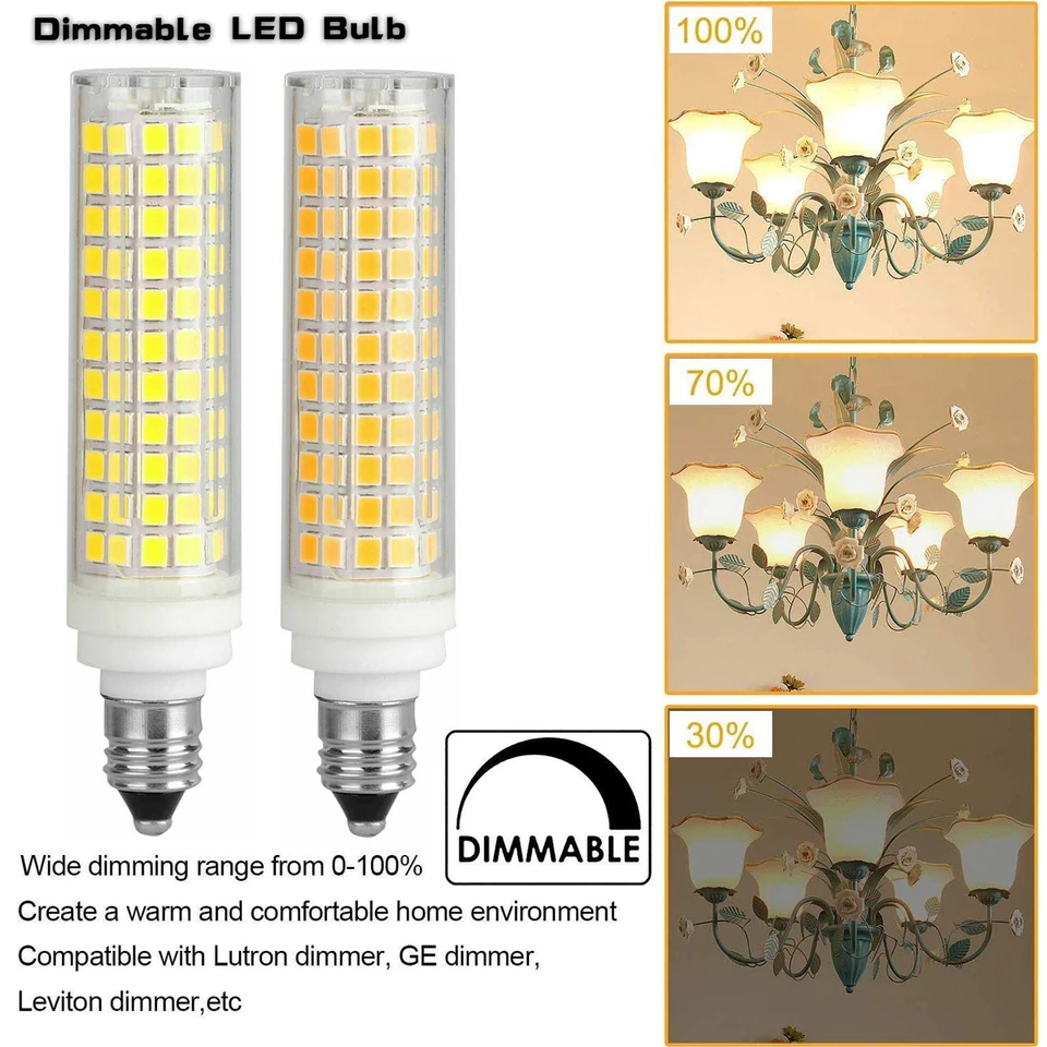 2pcs E11 Base LED Light Bulbs – 10W 2835 Chip 110V – Ceramic For Ceiling Fans