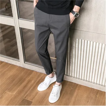 

Men's trousers new fall/winter 2019 slim solid haren pants small leg pants long pants baggy plus-size casual youth men's wear