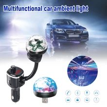 Car Dual USB Charger with Atmosphere Light Starry Sky Disco Light MP3 Player 5.0 Bluetooth Atmosphere Light Car Electronics