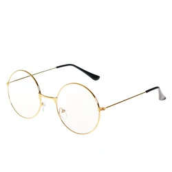 Classic Vintage Round Glasses Frame - Metal Finish, Unisex Optical Eyewear 53mm (Gold)