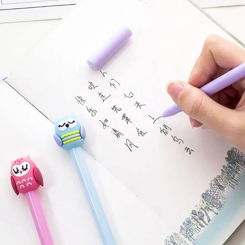 4pcs 0.5mm Kawaii Owl Gel Pen Neutral Pens Stationery Student Writing Tool School Office Supplies Novelty Kids Gift LX9A