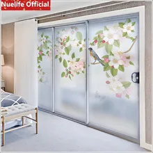 Подгонянная Электростатическая стеклянная пленка офисная наклейка Балконная щетка для ванной наклейки на окно наклейки цветок и птица шаблон пленка