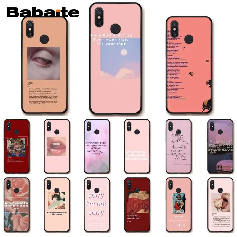 Розовый чехол для телефона Babaite с изображением текста песен Xiaomi mi5 6 A1 A2 Lite Mi9 9SE mi8lite