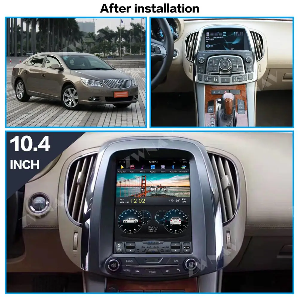 Для Buick Lacrosse 2014 2015 2016 2017 2018 вертикальный экран Tesla Android 9 PX6 встроенный DSP Carplay GPS