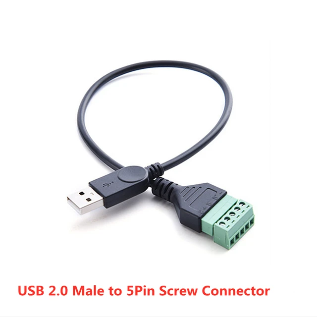 USB 2.0 Female B Micro usb mini usb Type-C Male to 5 Pin Female Bolt Screw  Connector with Shield Terminal Plug Adapter Cable 1ft