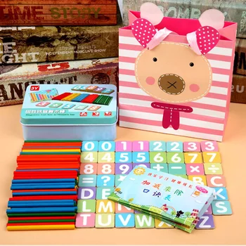 

Kid Math Toy Wooden Mathematics Numbers Sticks Math Toy Baby Children Early Learning Counting Educational Toy with Box kids gift