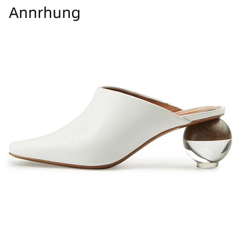

Individual Design Slippers Women Clear Ball Heel Slingbacks Mules Square Toe Strange Heel Party Slides New Autumn Shoes Slippers