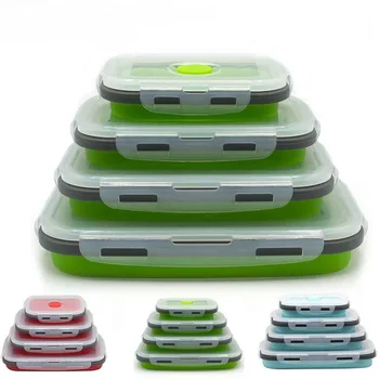 

Silicone Folding Bento Lunch Box Collapsible Portable Lunchbox Dinnerware Meal Food Container For Kitchen CF-102