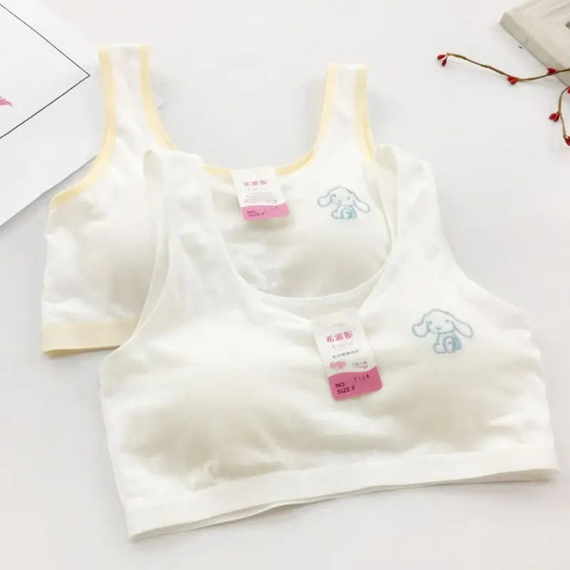 

Student Teenage Girl Wireless Bra Color Edge Bowknot Lace Bralette Removable Pad