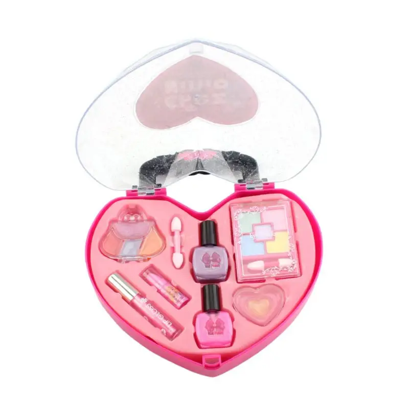 Дети Девочка принцесса макияж косметический костюм игрушки коробка в форме сердца Красота сумка ролевые игры для путешествий Q6PD