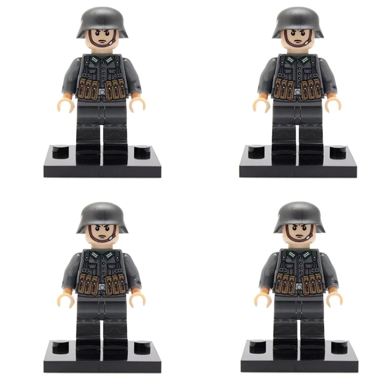 WW2 военная армия солдат фигурки строительные блоки Minifigs армейский солдатский шлем оружие шарф аксессуары Кирпичи игрушки для детей - Цвет: D3-4PCS
