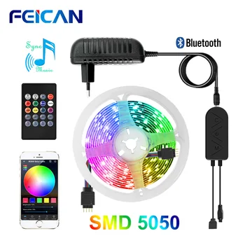 

LED Lights SMD5050 5M Music Sync RGB Strip 12V APP Bluetooth Control Glowing Tape TV light