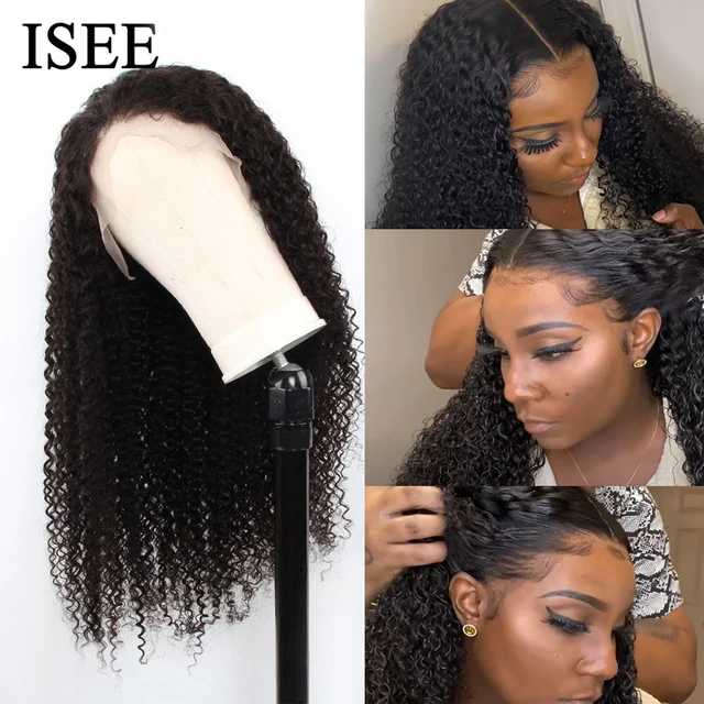 Mongolian Kinky Curly Wigs For Women ISEE HAIR Curly Lace Closure Wigs Curly Lace Front Human Hair Wigs 13X4 Lace Frontal Wig 4