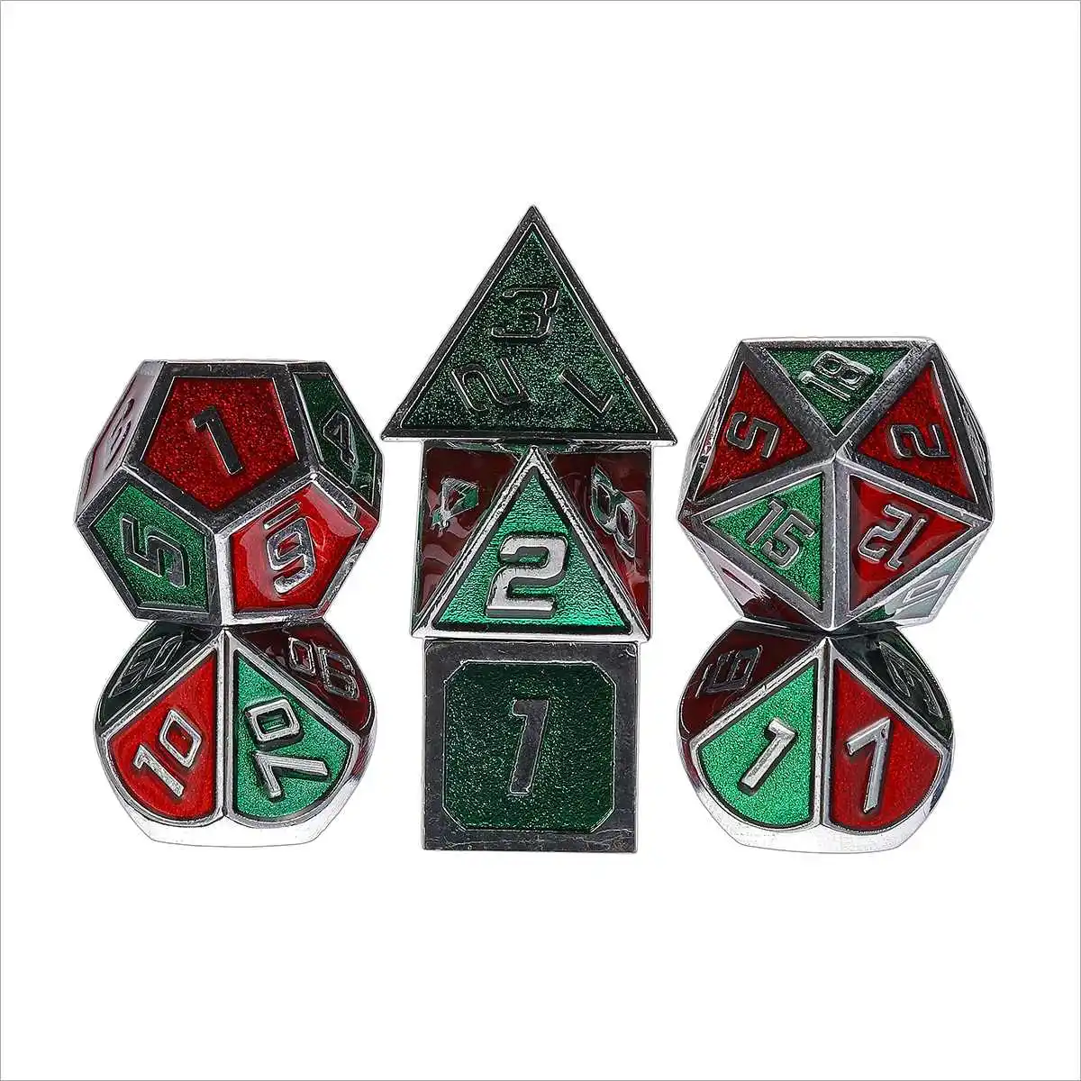 D20 D12 D10 D8 D6 D4 7 шт./компл. дизайн дракон весы металлические игральные кубики с сумочкой в комплекте; Новинка для подземелья и дракон RPG MTG настольные игры - Цвет: G