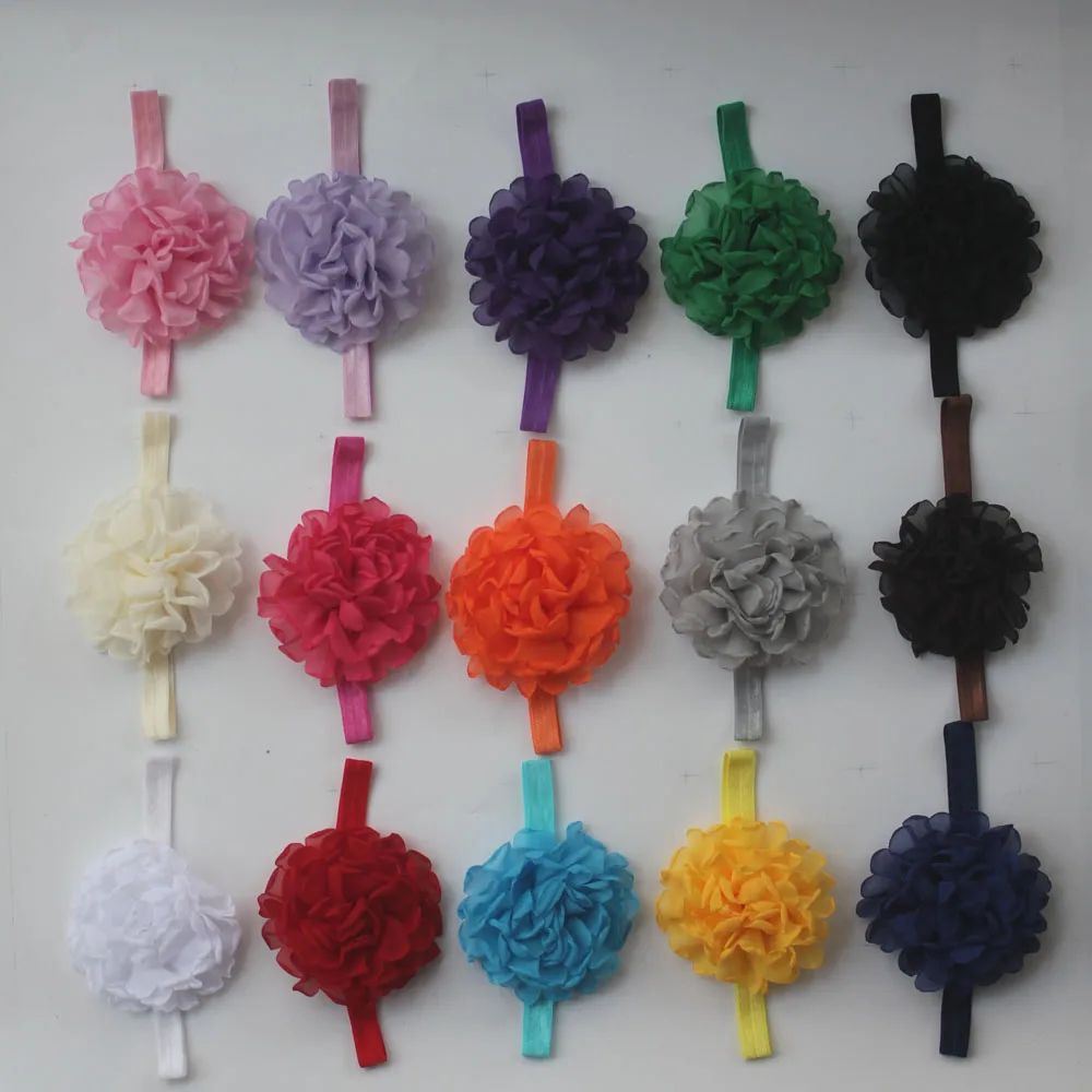 Ободок шифоновый большой для детской вечеринки 4 дюйма 100 шт.|girls headbands|flower headbandchiffon