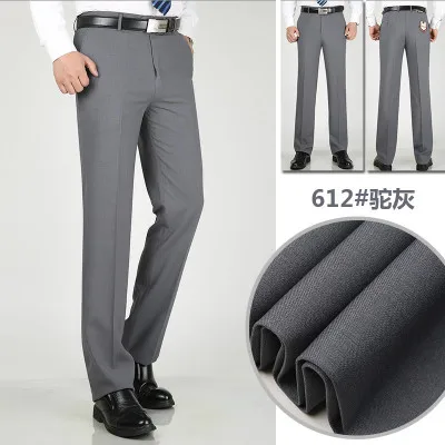 picture color Men suit pants formal office pants cotton plus size 8XL 9XL 10XL autumn winter business suit pants high waist Straight trousers - Цвет: picture color