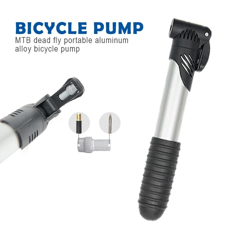 Durable Silver Aluminum Alloy Mountain Bike Tool Tyre Pump Bike Pump Inflator Bicycle Inflating Portable Travel