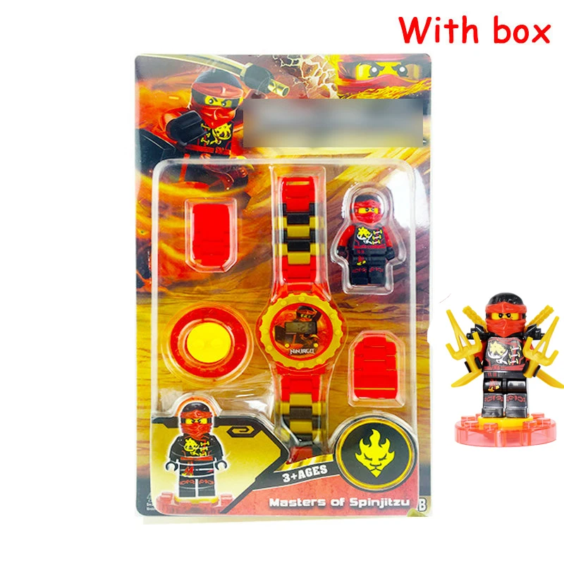 Renzhe red boxed Buzz Lightyear блочные часы, игрушки для детей, забавные вращающиеся строительные блоки, электрическая фигурка, игрушка для мальчика, рождественские подарки - Цвет: Renzhe red boxed