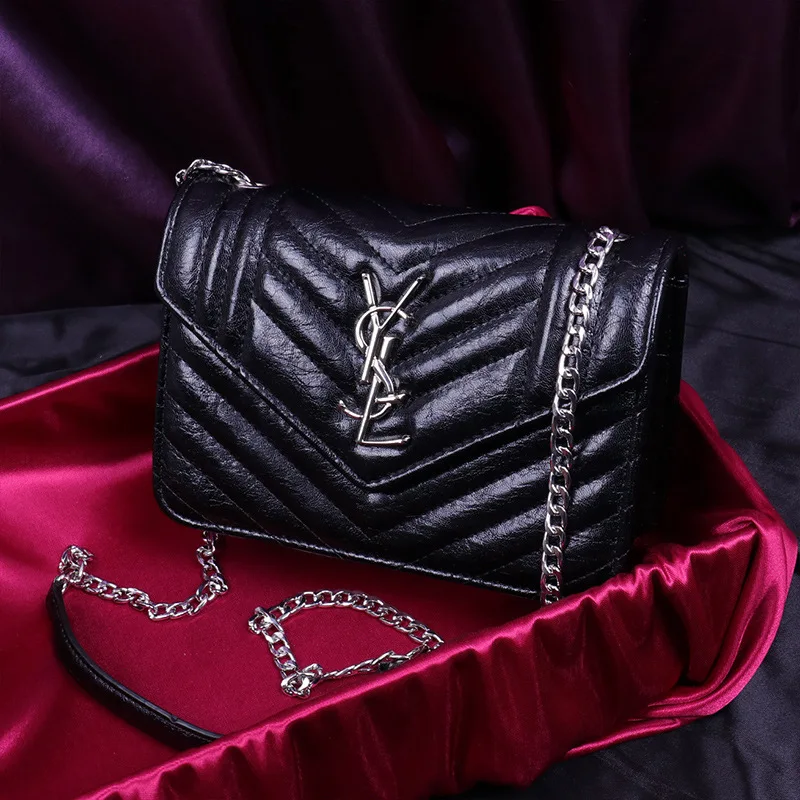 

High Grade Textured Rhombus Chain Bag Women's 2019 New Style Europe And America Fashion Genuine Leather Square Sling Bag Crossbo